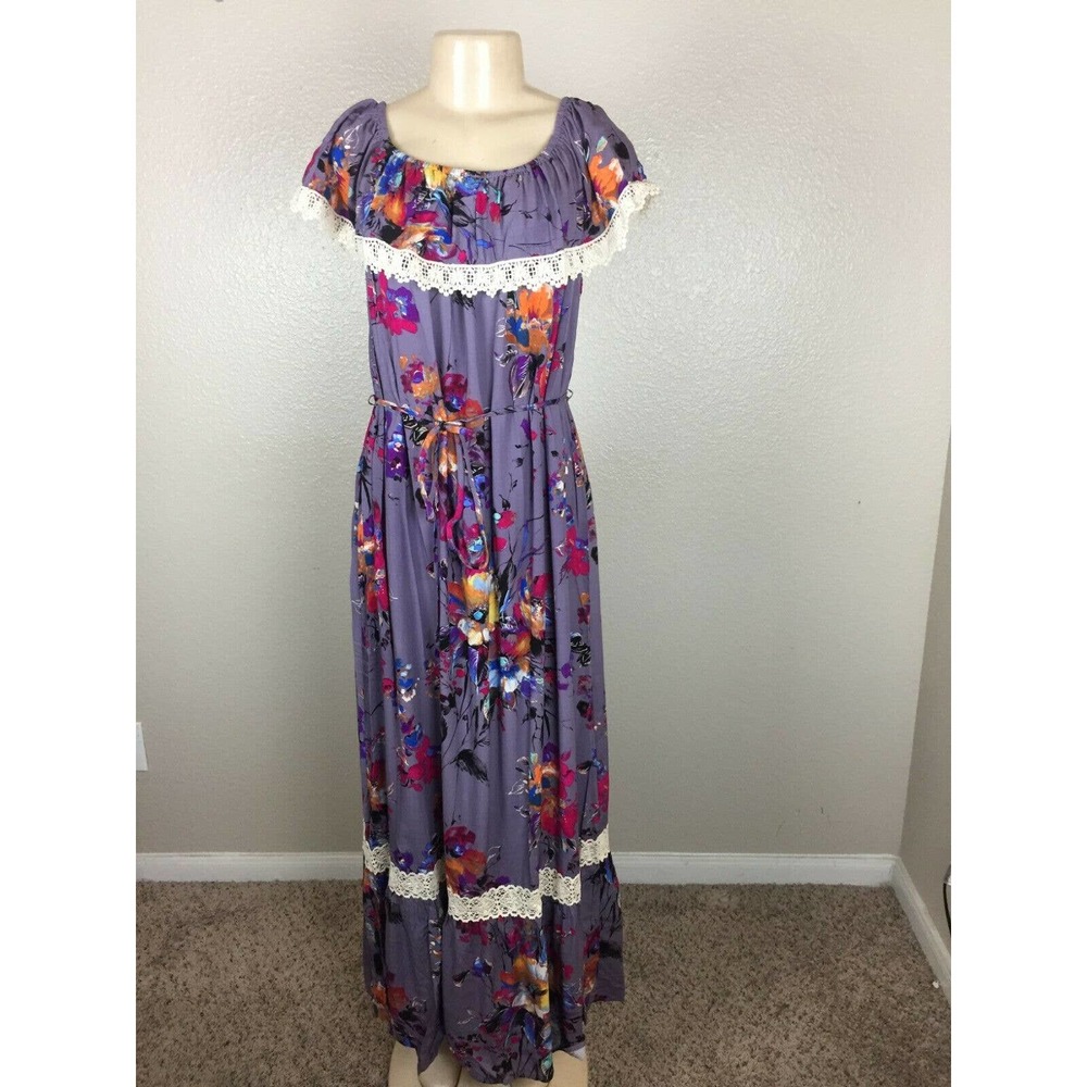 Umgee Maxi Dress Gray & Pink Size M